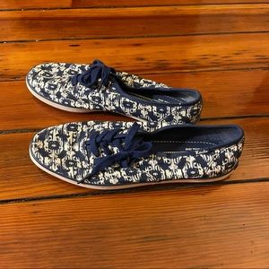 Blue printed keds tennis shoes, women’s size 7.5